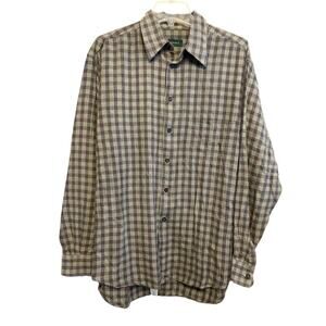 Canali Long Sleeve Button Up Shirt Size 42/16.5‎ Brown Plaid Check Cotton Twill